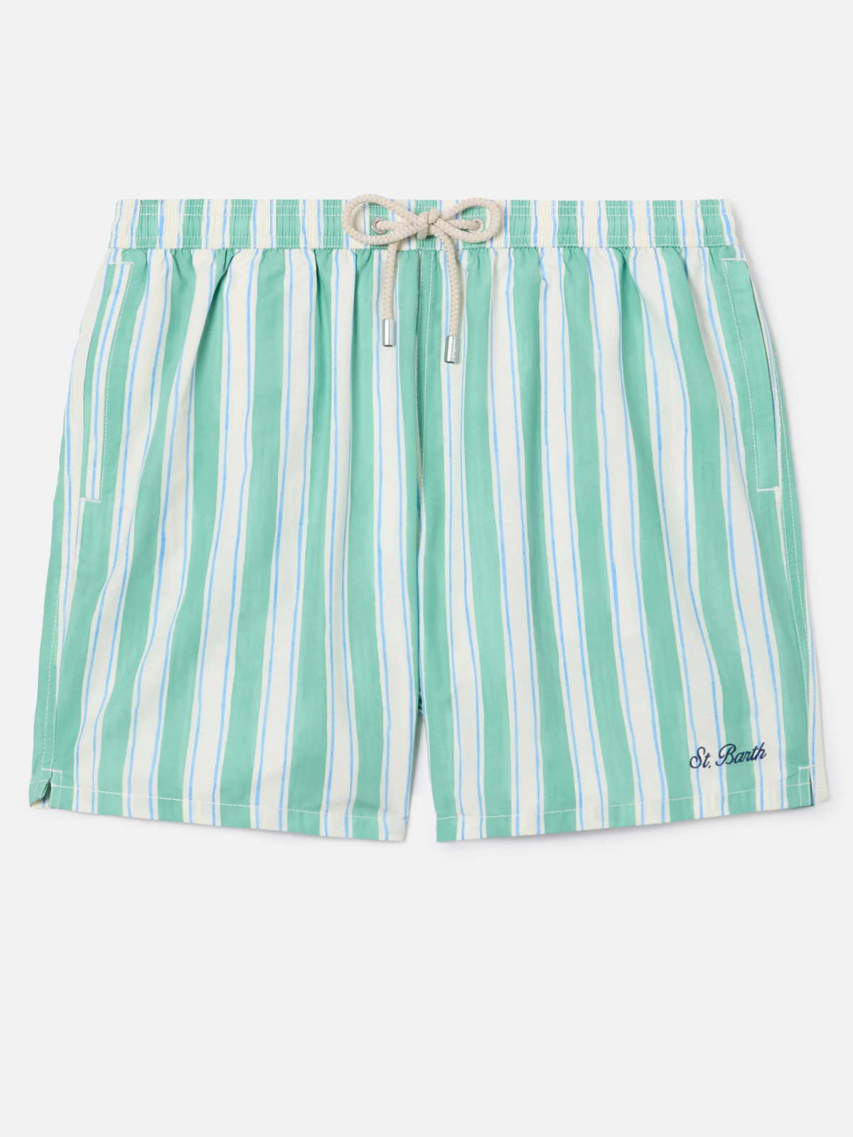 COSTUME MARE RIGATO VERDE ACQUA E BIANCO